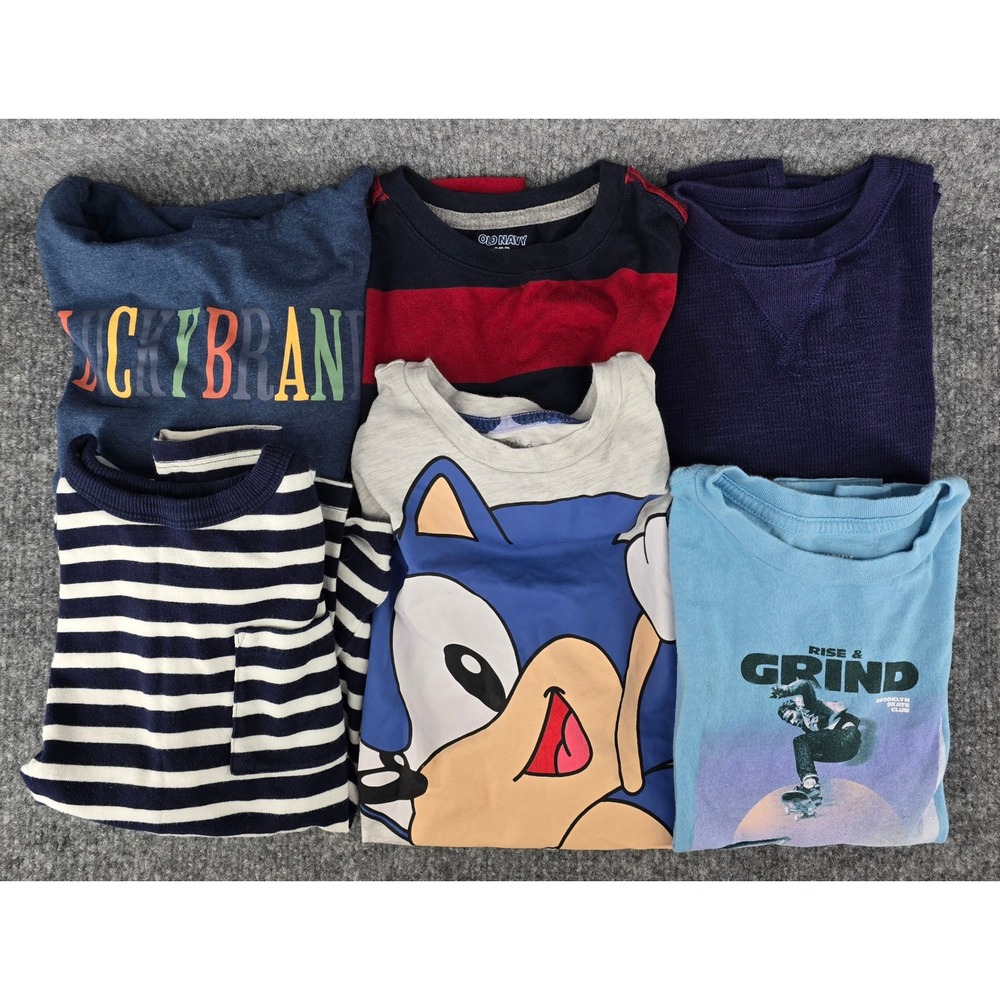 Boys Long Sleeve Shirts Sz 6-7 Lot of 6 Multicolor Graphics School Casual H&M